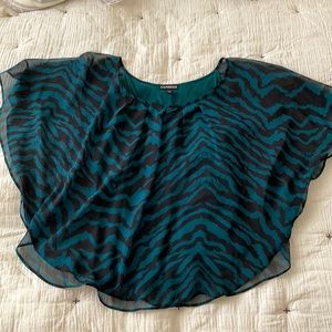 Express green/black zebra print butterfly blouse